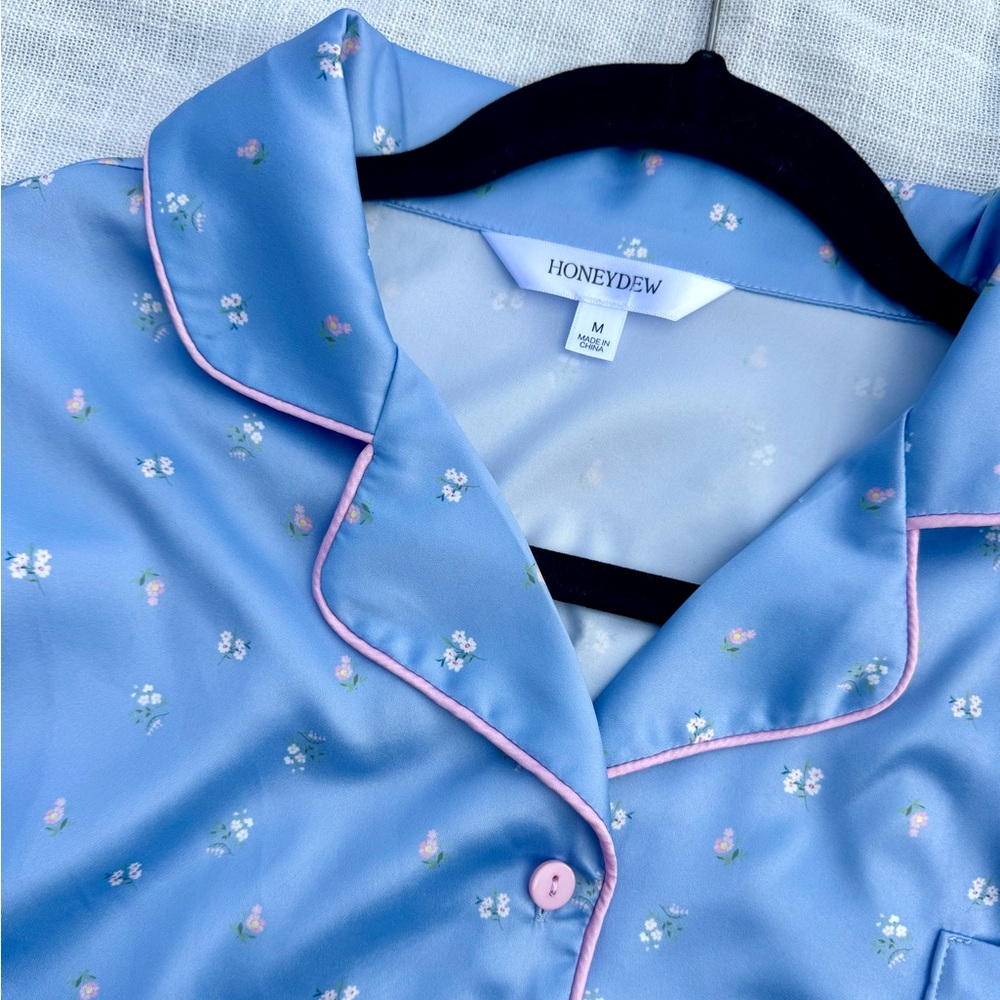 Honeydew Intimates Blue Pajama Set with Pink Trim